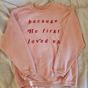 Light Blonde Oversized Ribbed Sweatshirt - Medium